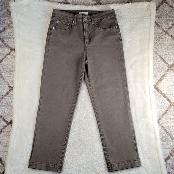 Oat New York Jeans Oat New York High Rise Straight Crop Jeans Olive Green Size 28 Poshmark